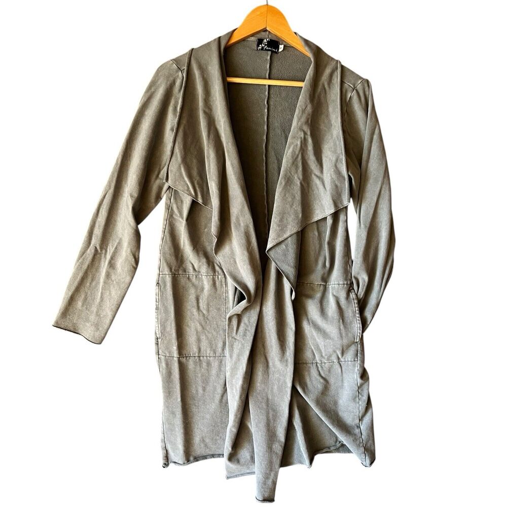 FENINI Womens Boho Cozycore Knit Drape Cardigan Size S Distressed Lagenlook